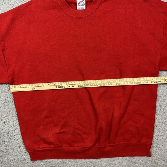 Vintage Blank Sweatshirt Mens Red Jerzees USA 90s Crewneck Pullover Sweater 3XL - Picture 5 of 5
